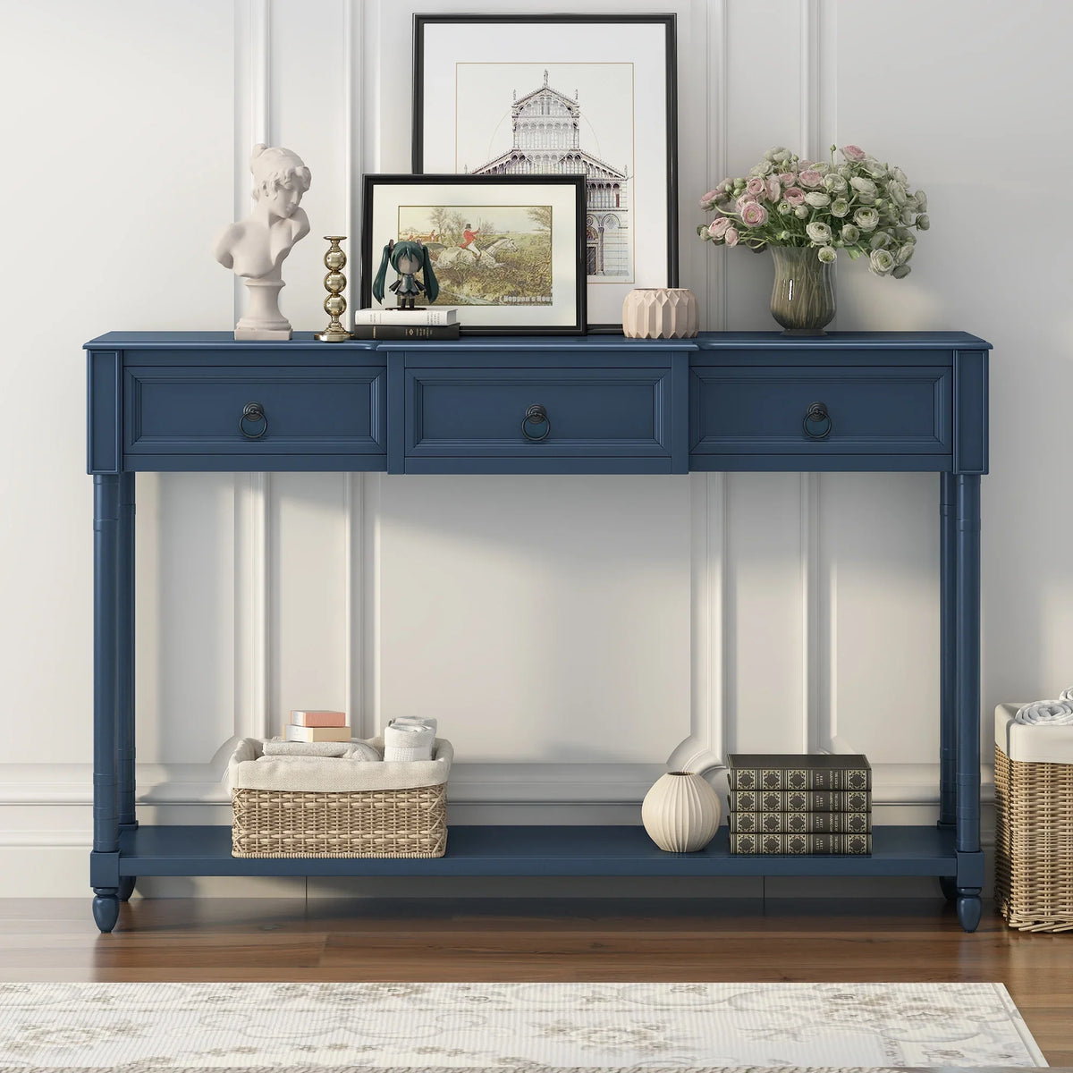 SKU: with with Table for Projecting WF189574AAM) Sofa Shelf and Long Drawers Entryway Console OLD Drawers (Antique Table Navy,