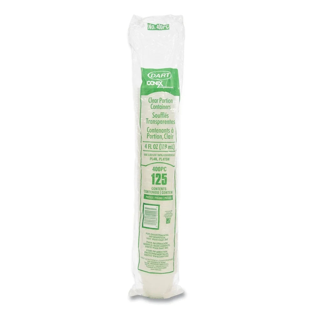 oz. (2500/Carton)] Portion Dart Complements - Polypropylene Conex Clear 400PC Containers 4