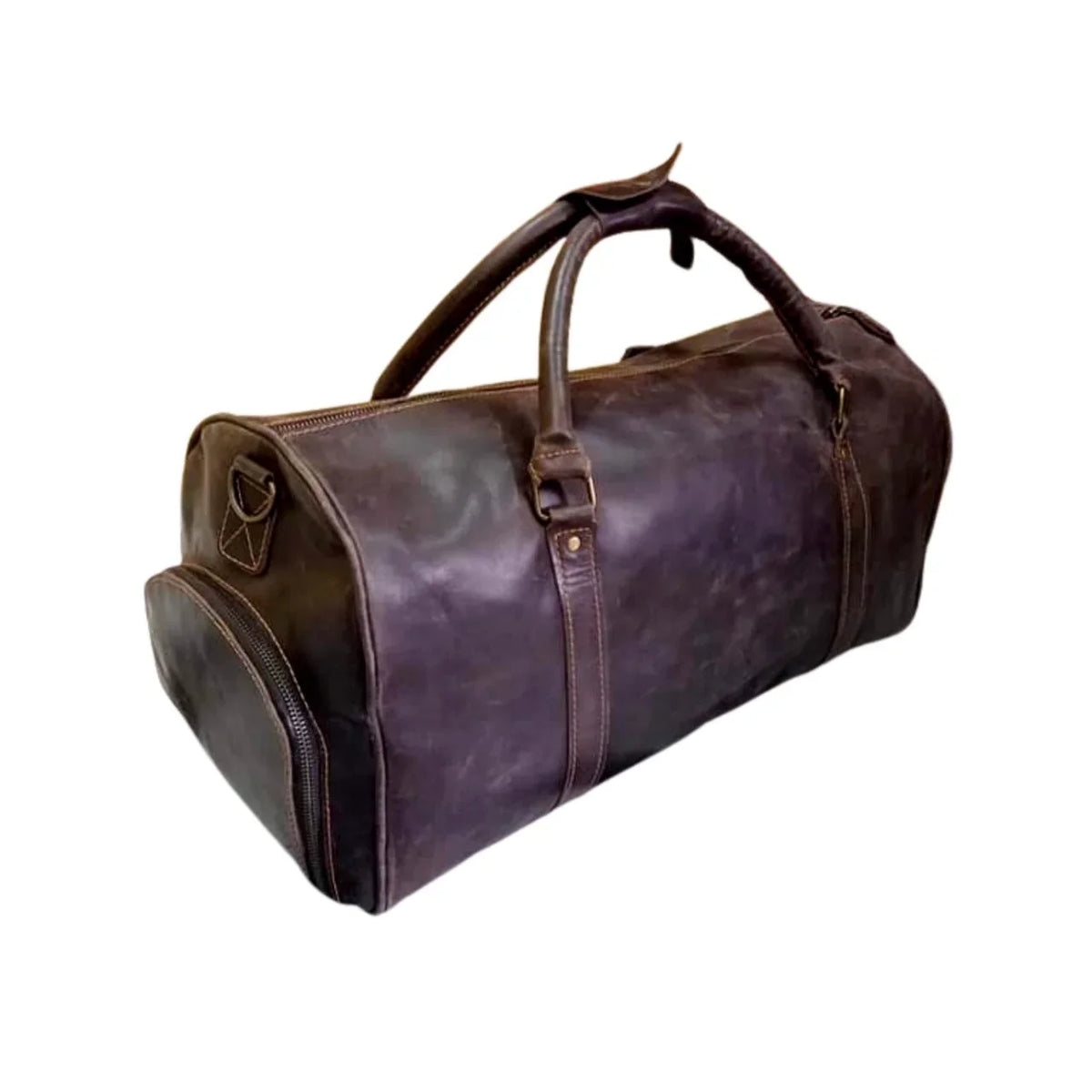 Duffle Bag Leather & AMERICANSTYLE Bag Leather Gym Travel Brown Luggage Cow Dark