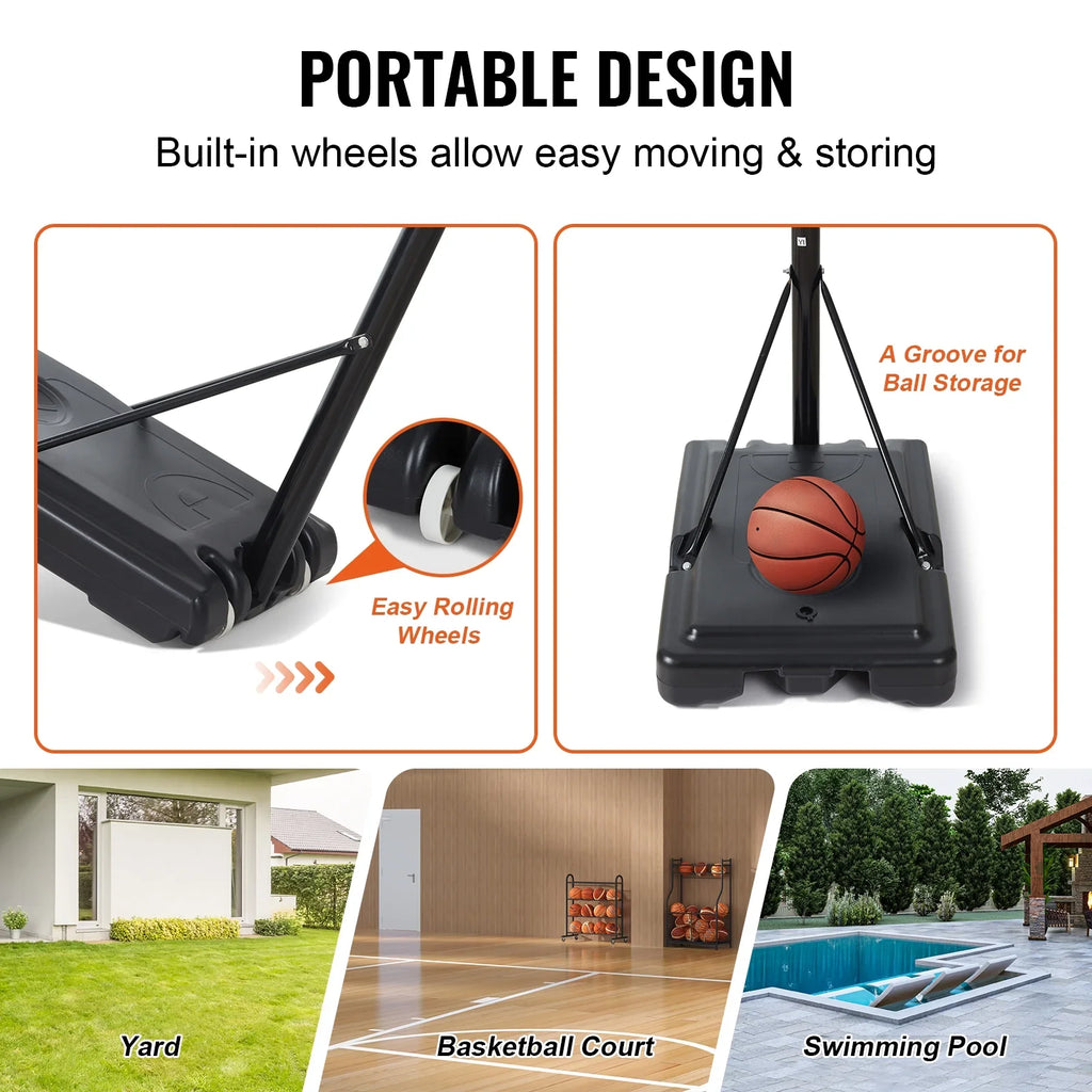 for 4-10ft Junior Outdoor Shatterproof Basketball System Wheels 44" SKYSHALO and Portable Backboard Height, Adjustable Indoor Youth Basketball w/ Hoop Hoop Teenagers Stand Goal