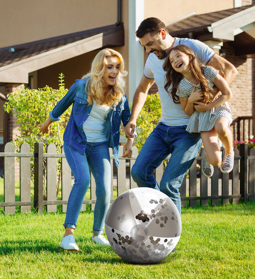 '- Premium 16 Balls, Bundle Duty Water Float for 4 Heavy Toys Size Balls Inch, Decor Pool Pack Beach Inflatable Fun Confetti Silver Gold Pool - 4 Mozlly of Party, Vacation, Beach, of & Set Lake,