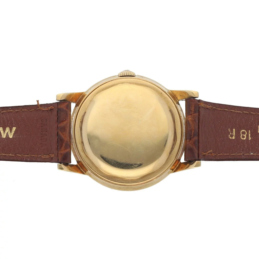 18k Wrist Automatic 34mm Chronometre 1231 Movado Leather Yellow Gold Watch