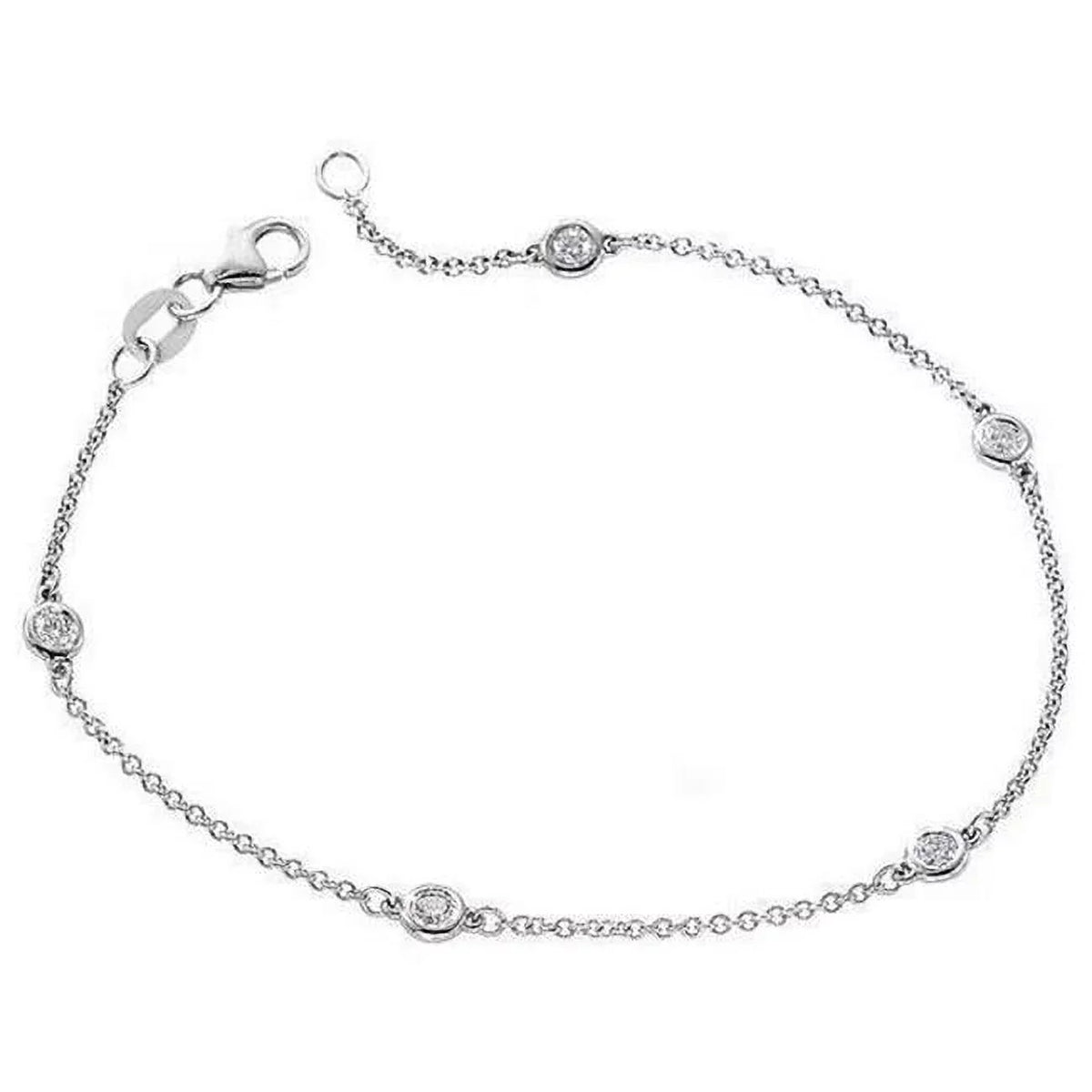 Diamond Cut Chain Enterprises Round 58802 CT White Chad 2 14K Gold Harry Yard Of Bracelet
