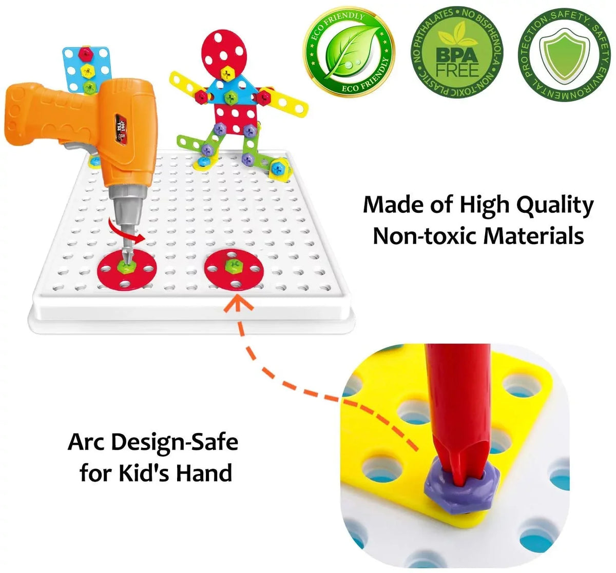 Creative Kids Years Electric Pieces Puzzle Tool Center and for Mosaic Toys, Block Kit, Drill Learning Drill Engineering 224 Set Education Screwdriver Old Game Building Activities Toy, Ages STEM 3-10