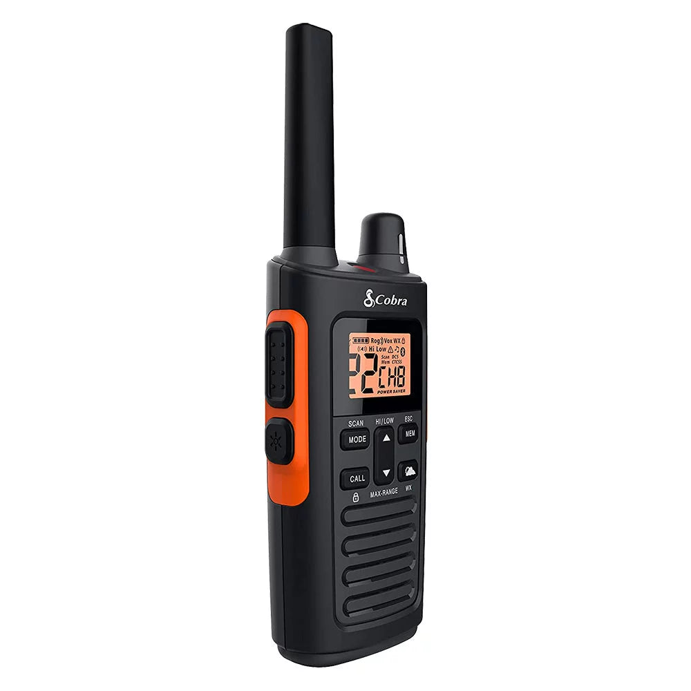 Two-Way Walkie Preset Radio Set Cobra 38-Mile Range (2-Pack) 60 RX680 for Waterproof Long Rechargeable, - Talkies Channels, Adults