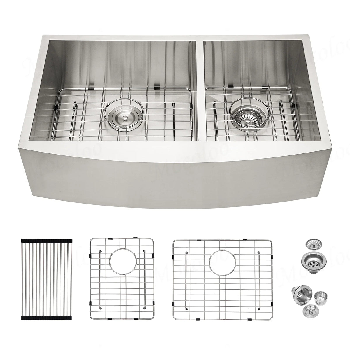 Front Sink Double Stainless Bowl Inch Sink Steel 33x20x9 Gauge 60/40 Farm - Sink 18 Farmhouse Double Mocoloo Farmhouse Kitchen Sink Kitchen Inch 33 Apron