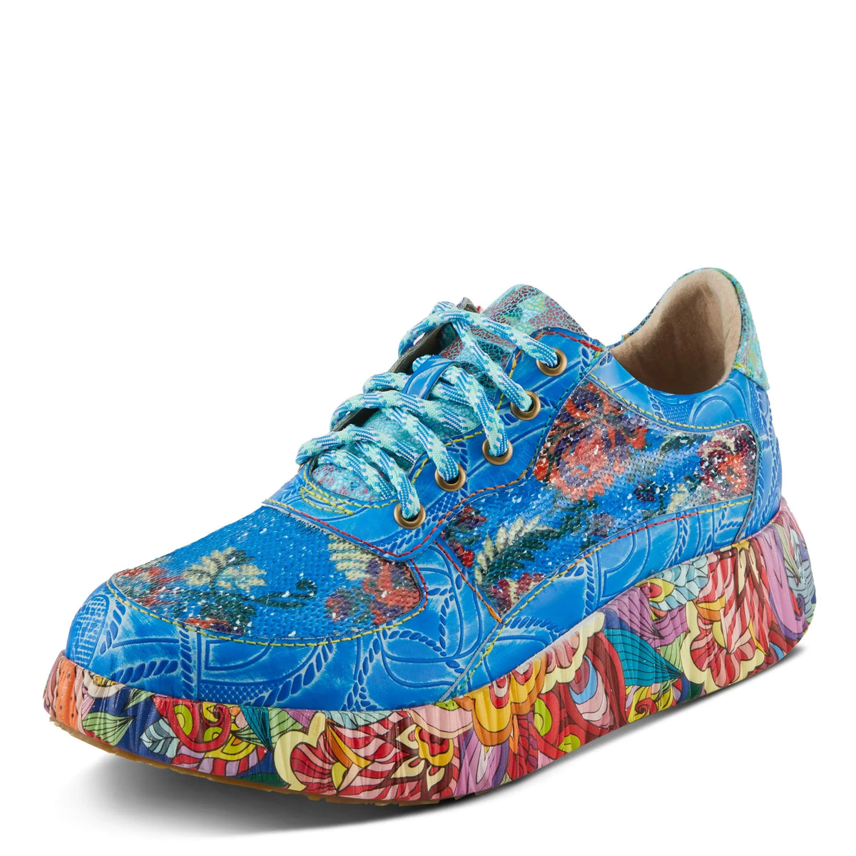 / Sneakers CAFFEY Fashion EU | 42 Step Energetic Patterns Spring Multi Unique L'Artiste US Multicolored Blue Women's 10.5-11
