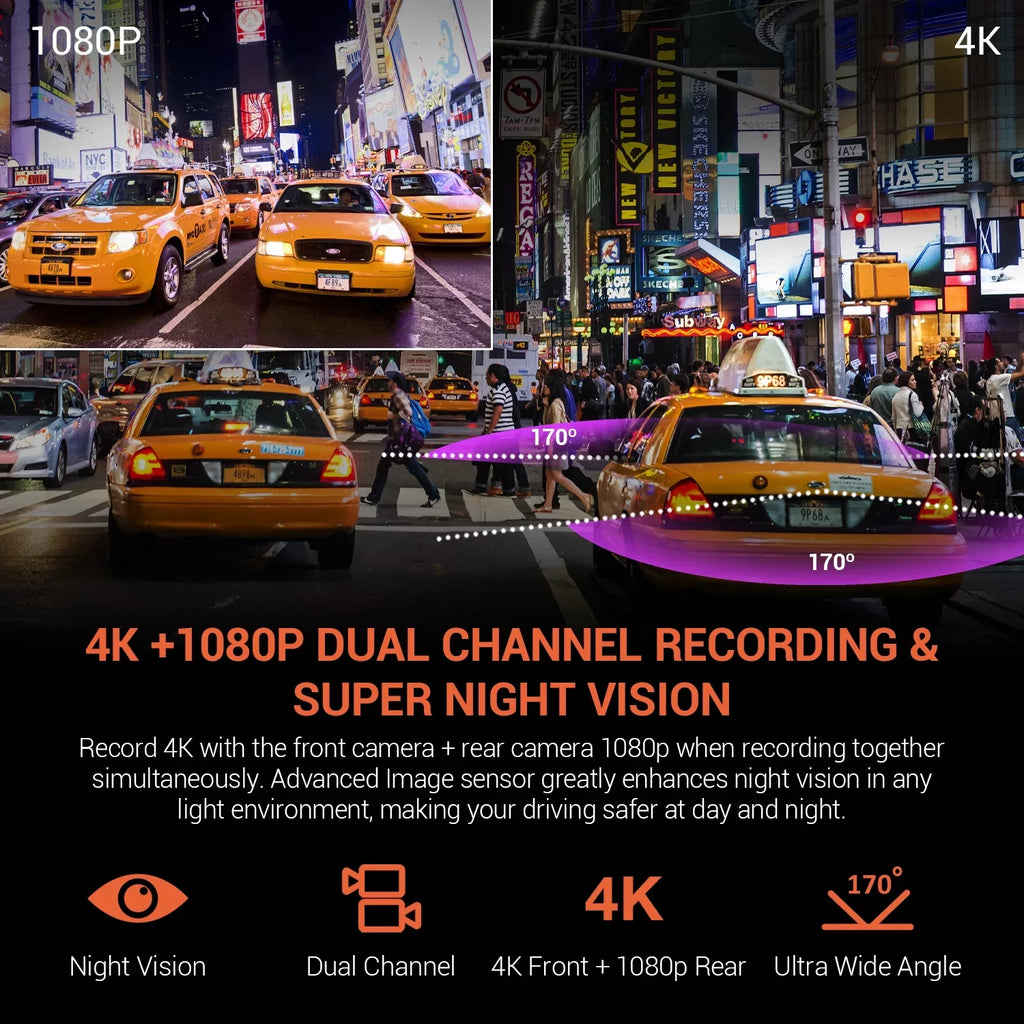 V1P with Cam Rear Front Rexing Dash 4K Wi-Fi UHD and