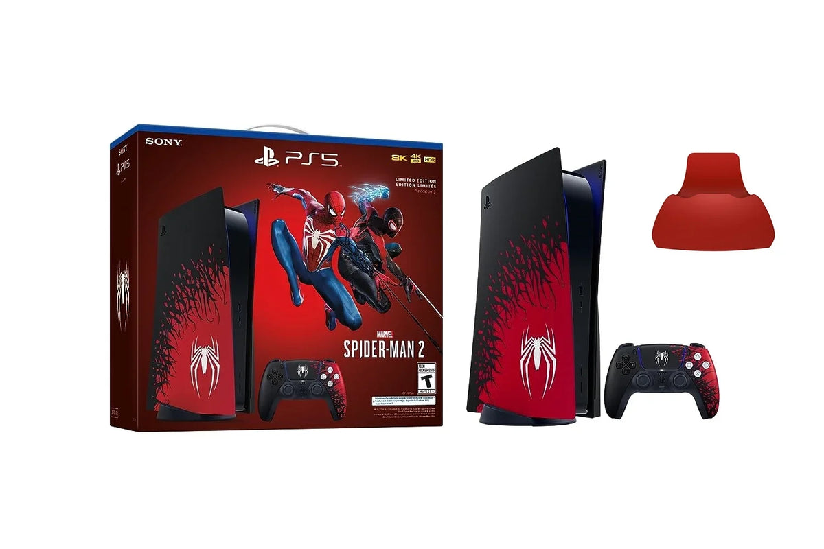 Controller with Display Stand 2023 (Disc Bundle PlayStation_PS5 Gaming Limited Version) Holiday Console Bundle Spider-Man Edition Marvel’s 2