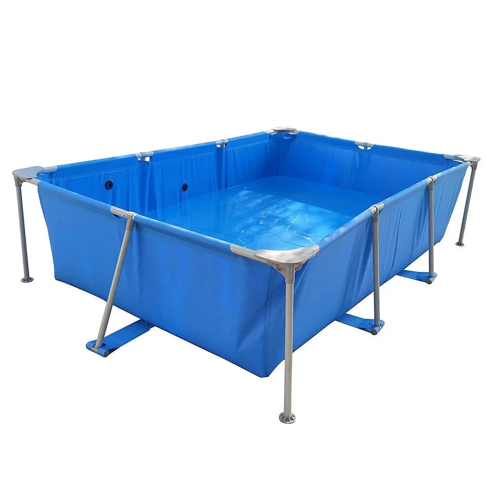 Frame Rectangular Kids Adults Pool, Metal Family for Outdoor Pool Swimming Ground Above Pool, Large