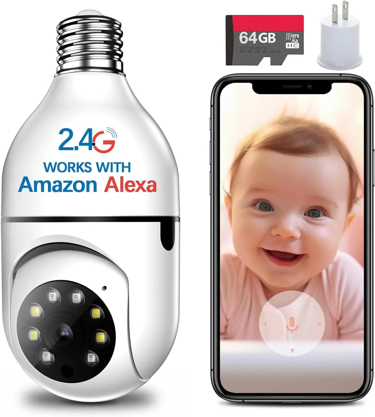 2.4ghz,360 bulb Light Degree Day Indoor Outdoor Full Light Bulb 3MP Camera Security Camera Color