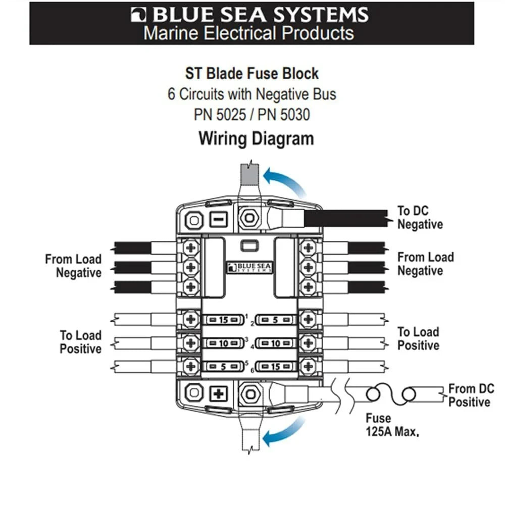 '- Cover Bus Negative Fuse and Blade with Block 5025 6 Sea Systems ST Circuits Blue