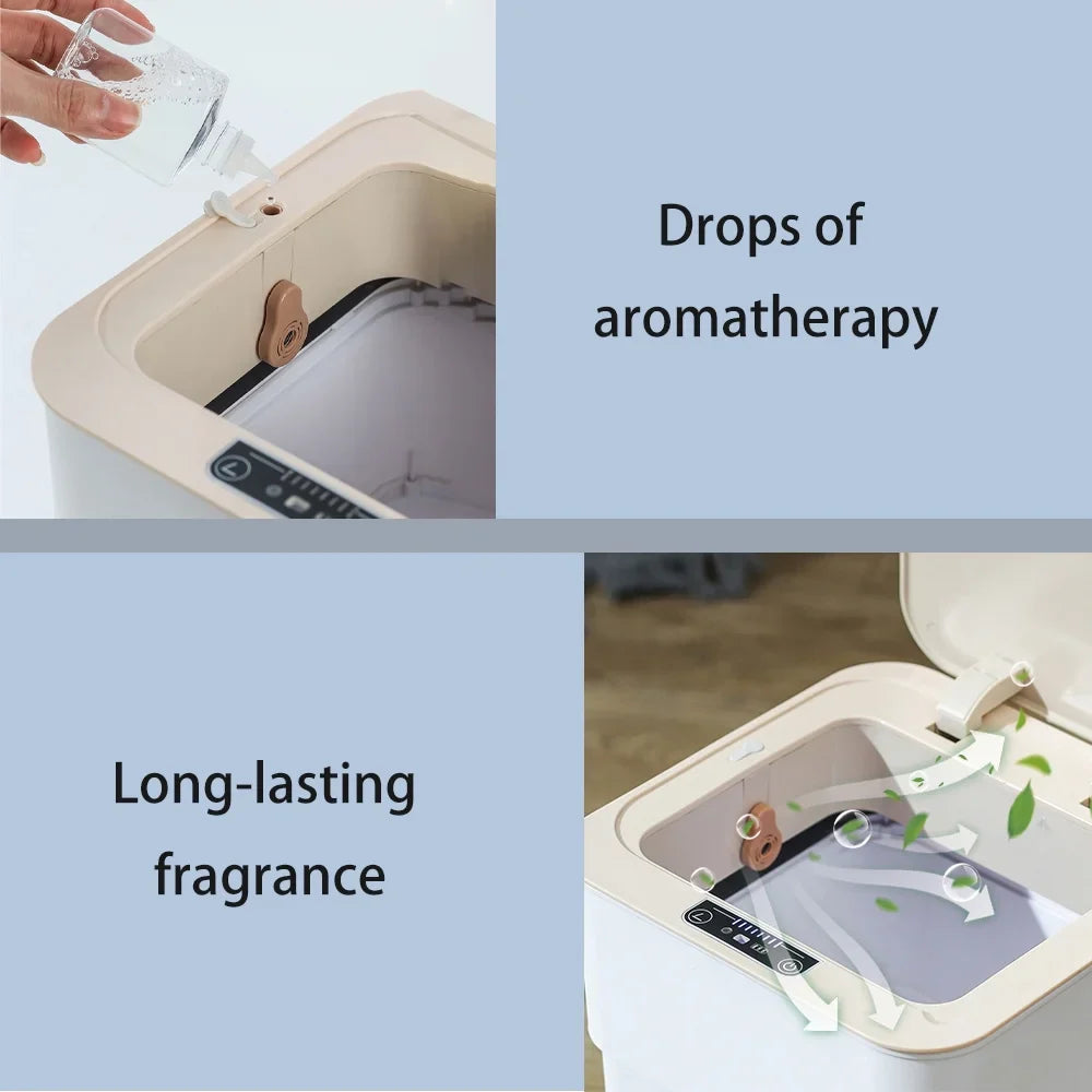Office, Can, 18L/4.8 White Bathroom, Holdpeak Automatic Garbage Mode Aromatherapy Gallon Kitchen, Touchless for with Folding Can Trash