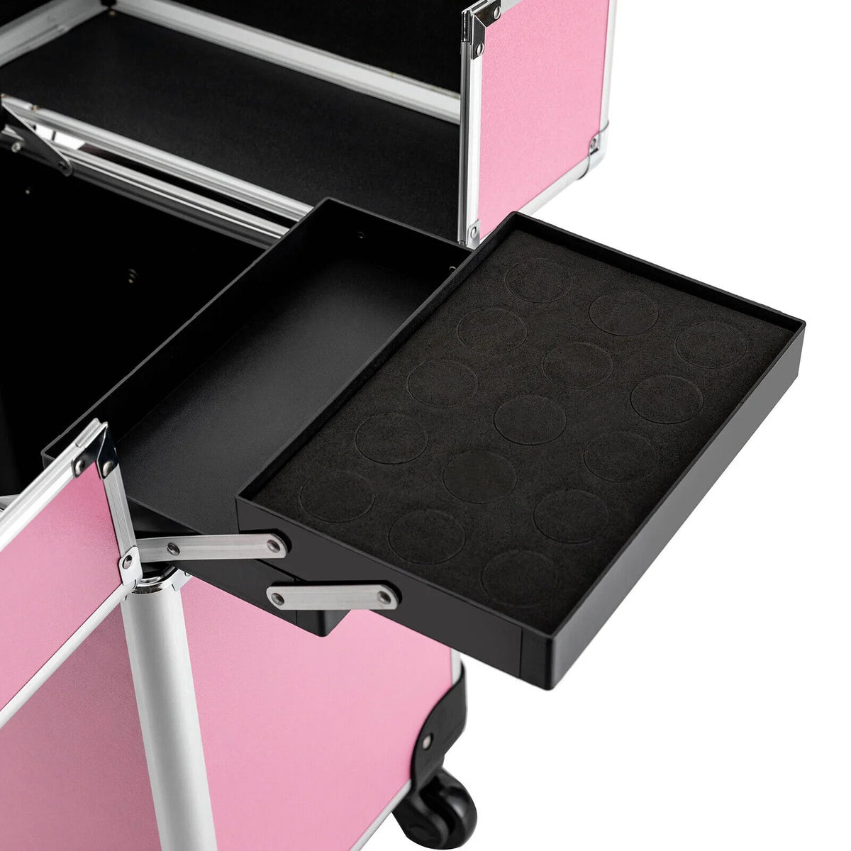 Trolley Wheels Professional Cosmetic Rolling Train 4-Tier Miumaeov Makeup Case Organizer Storage Makeup with