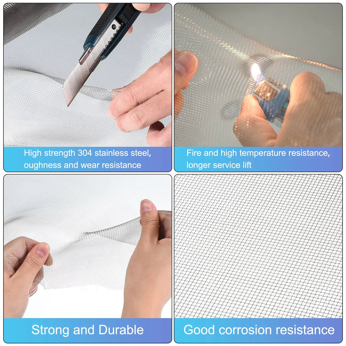 Air Mesh Screen Door Steel Stainless Screen Vent Screen, 304 Wire Woven for Replacement Mesh Window