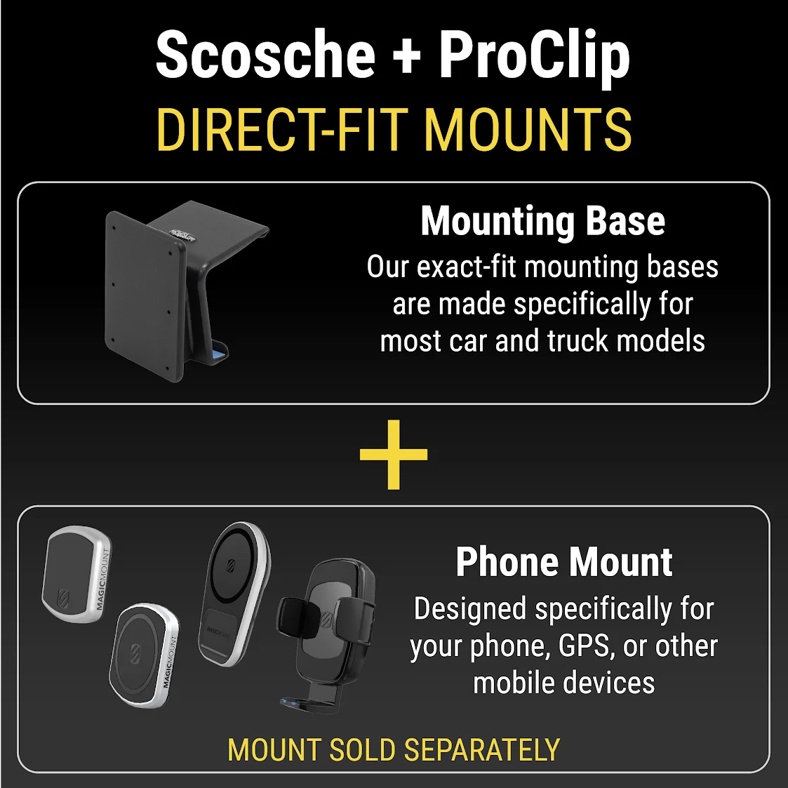 2010-2023 Toyota Compatible (Mounting PC854490 with Base Center 4Runner Dash ProClip Trucks Only Mount Scosche