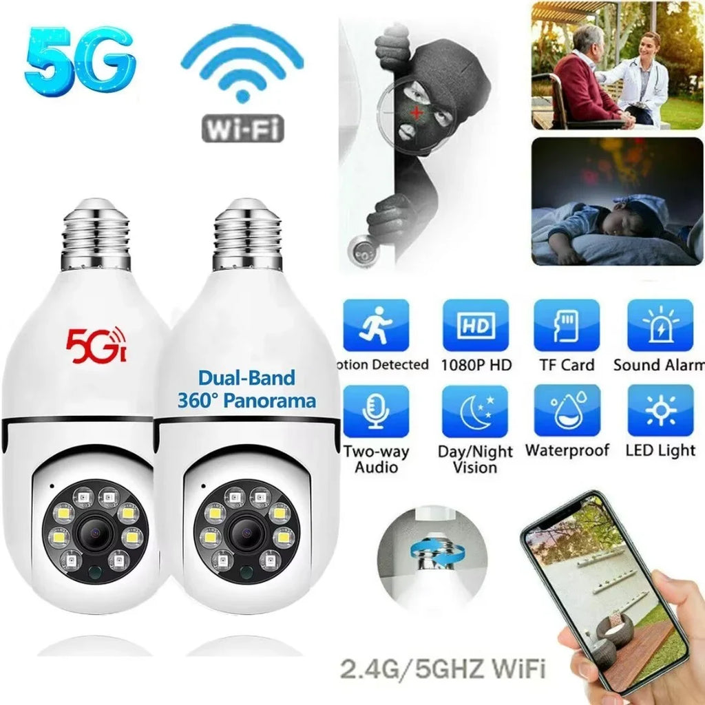 Two Surveillance Bulb Socket Bulb 2.4Ghz Vision/Light Wi-Fi Talk/Night Way &5Ghz 360° Wireless Motion Light Detector Camera IZENGATE E27 2Pack Camera Camera
