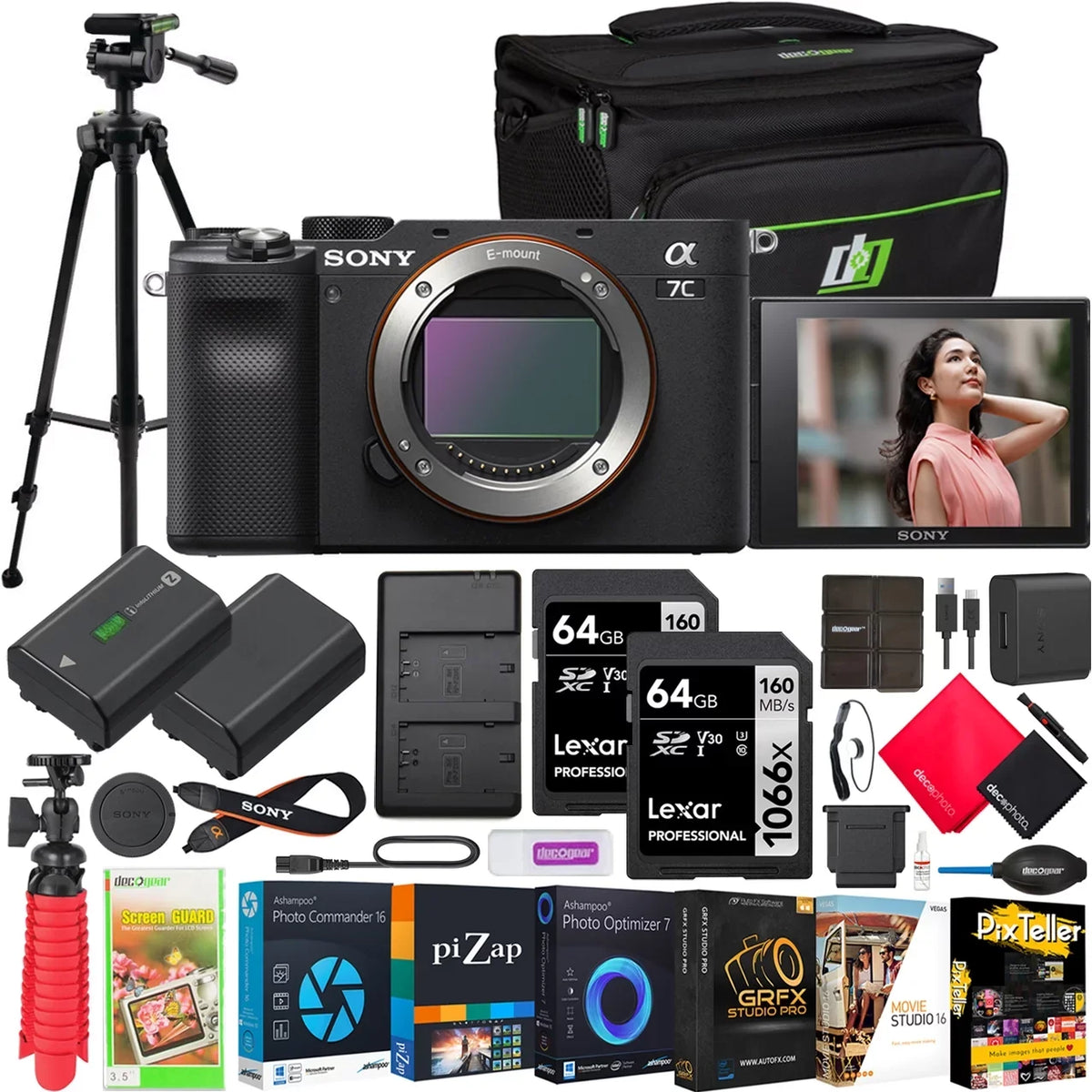 ILCE7C/B Body a7C Bundle Deco Sony Mirrorless with Gear Camera Frame Full Photography Case