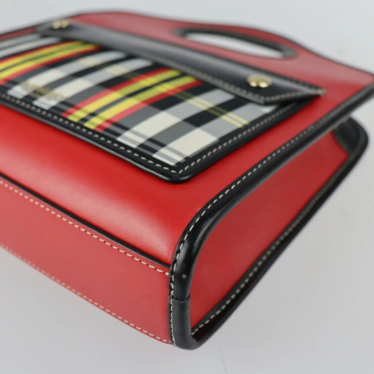 Pre-Owned 2WAY nylon check fittings BURBERRY black mini multicolor gold red bag canvas Burberry (Good) pocket metal leather shoulder pattern handbag