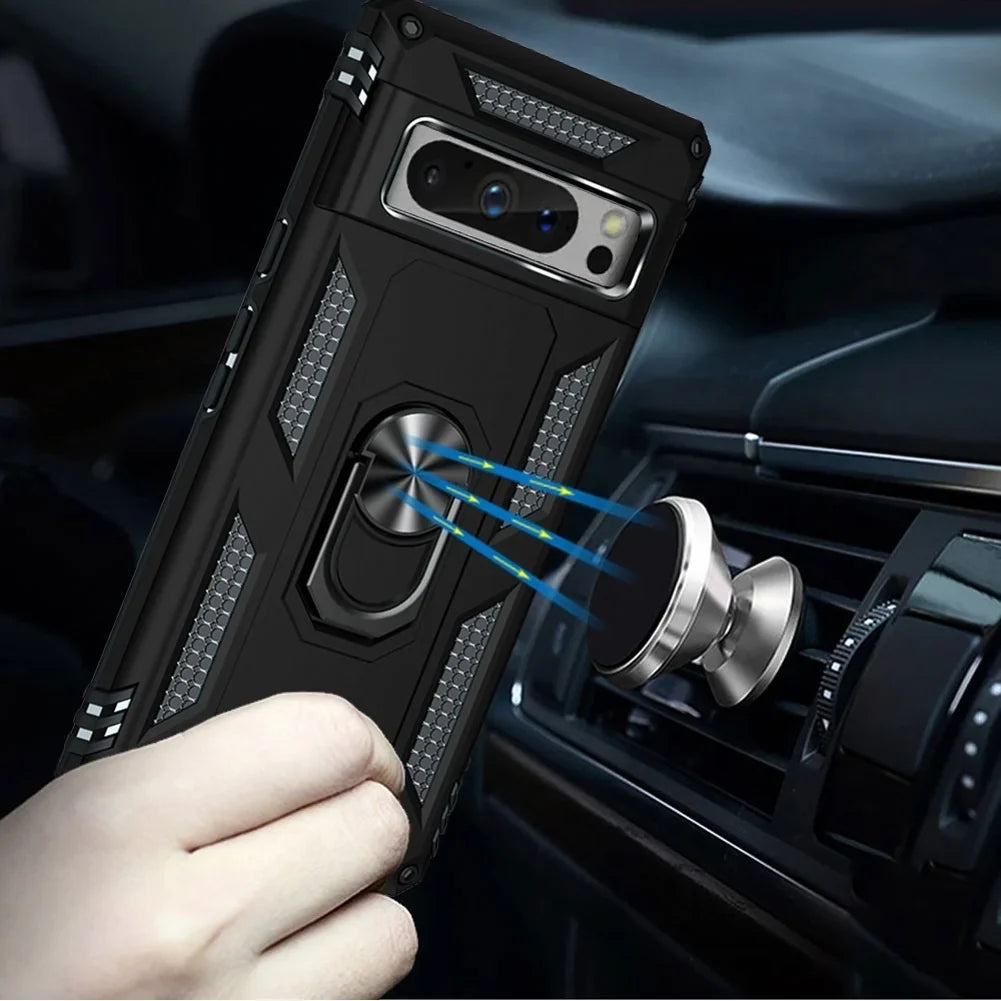 Pixel - for Google Case Ring 8 Clip Pro Drop-Proof Metal Google 8 Armor Cover Pixel Belt Kickstand Swivel Holster with Phones Combo Pro compatible