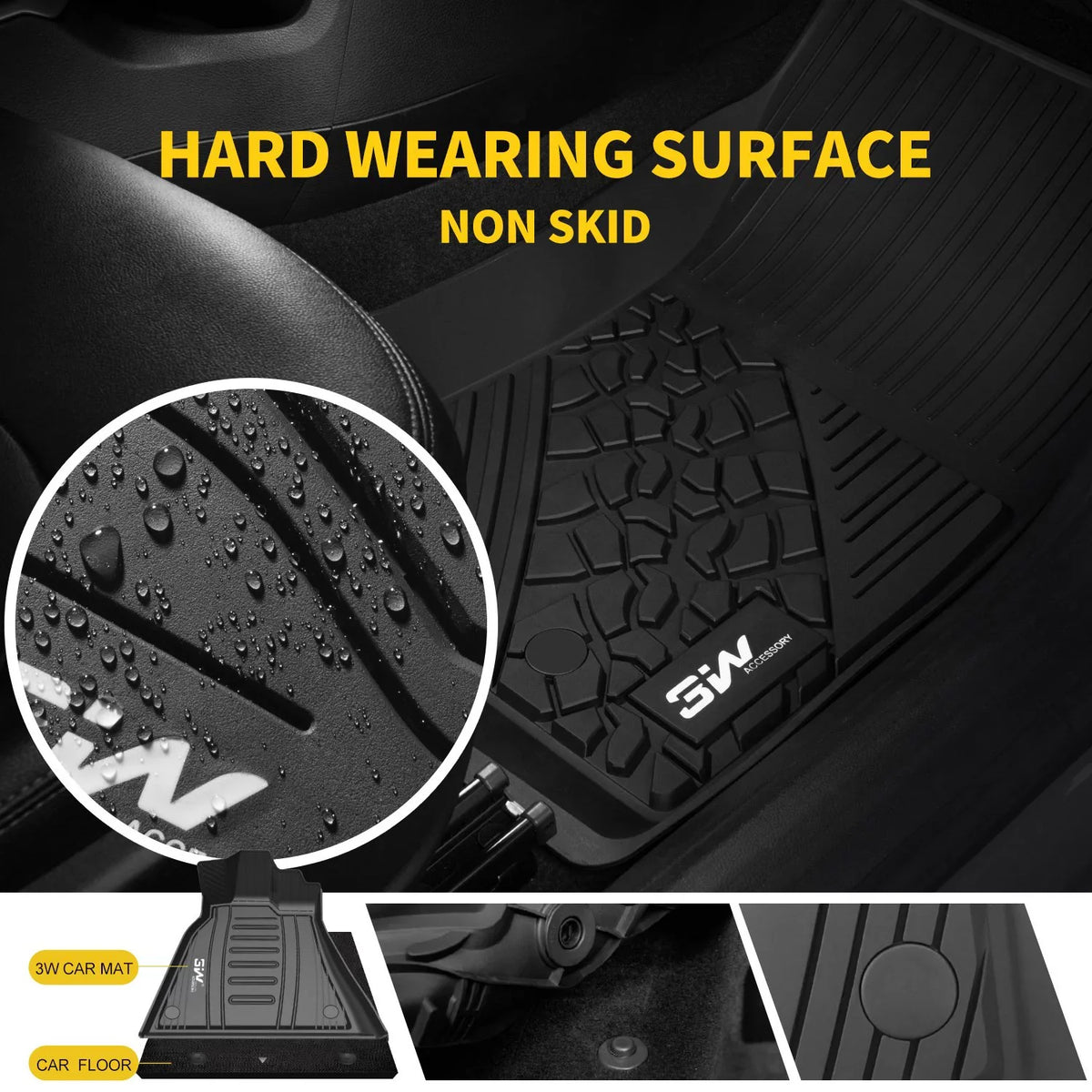 2019 Floor & Ram Weather Mats 2nd Crew Rear Cab - Non-Toxic Seat) Seating, (NOT Carpet for Set Under 1st Bucket Ram for 3W with Row Dodge 1500 Storage 2020 TPE Full All for