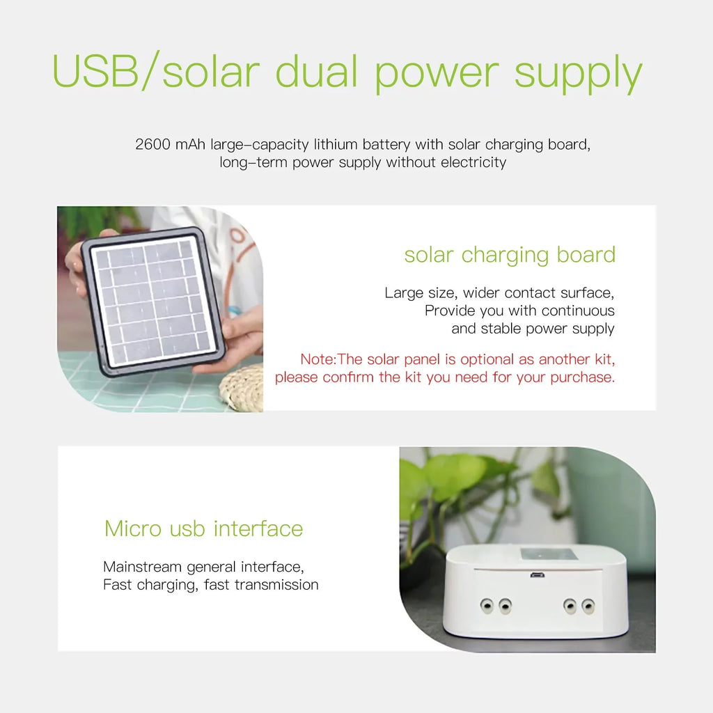 Built-in Charging Smart Time Manual Panel/ Solar System Arealer Compatible Watering Programmable Home USB Control with WiFi/ System Watering Battery Device Watering Voice/ Automatic for Dual Pump