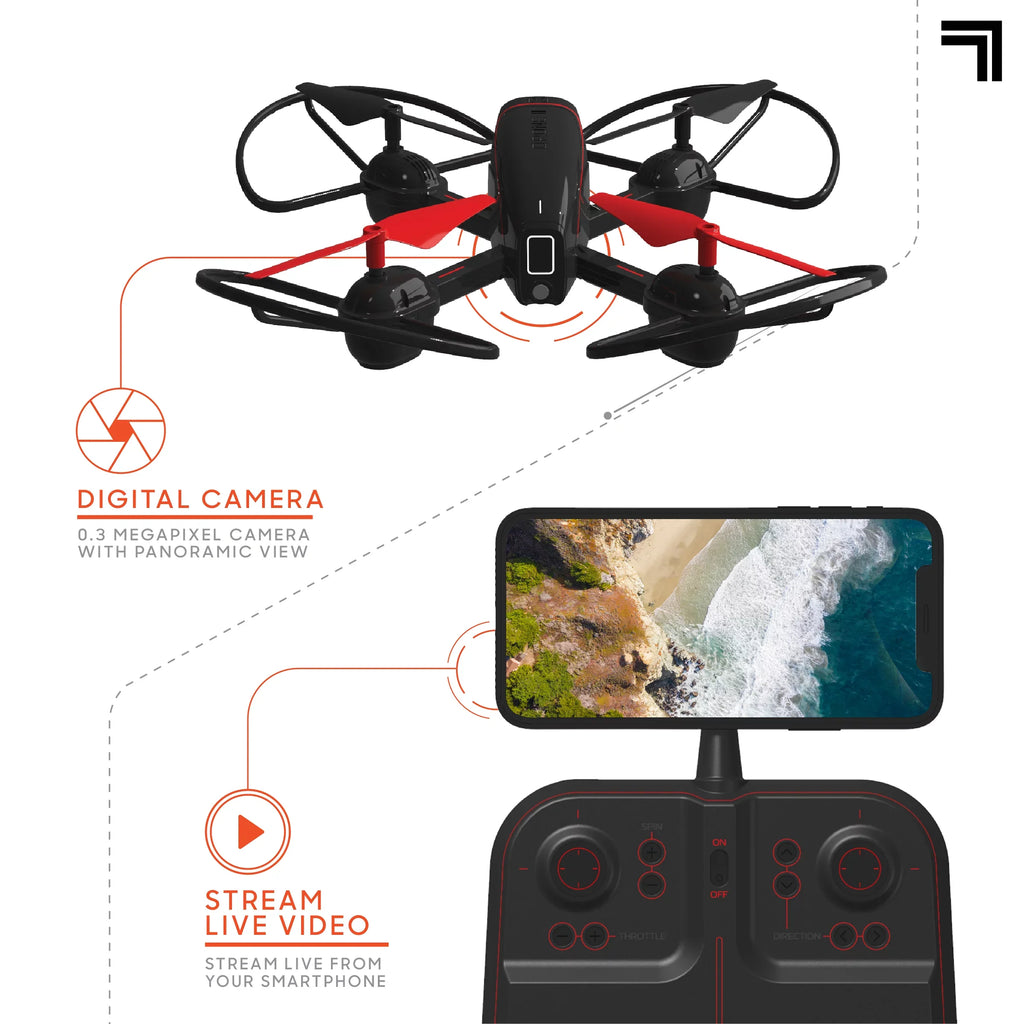 Controlled Camera, Mach Wireless IMAGE Stream Remote Assisted with Landing, and 2.4GHz Drone RC with Quadcopter 10inch Rechargeable SHARPER