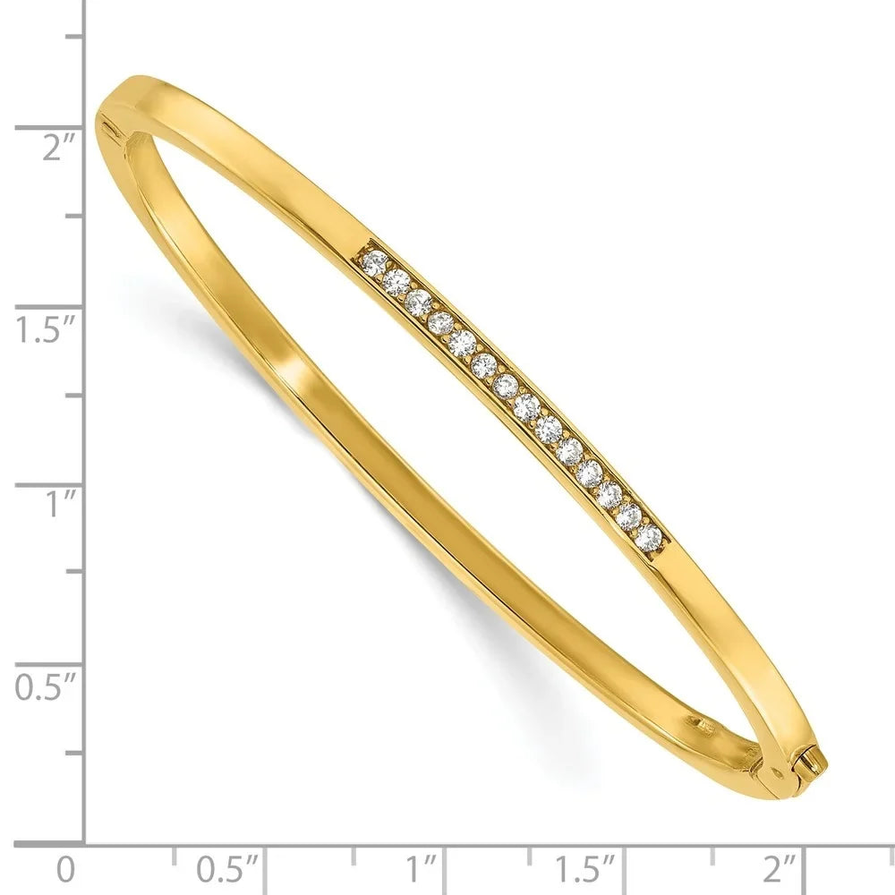 Fine CZ Women Bangle Hinged Auriga Jewelry Polished for Bracelet Gold-tone 925 Silver Sterling