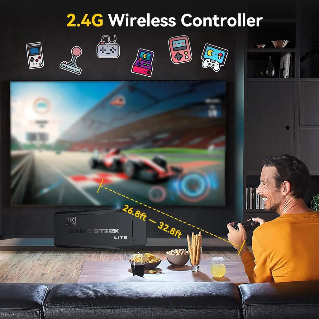 Output, Nostalgia Game Emulator Controllers Retro Stick for Wireless Play HD Game Retro Arcade/Maze, Plug with 4K Video with and 20000+ 2.4GHz Console 64G Games, Console 9 Play Compatible TV, Stick,