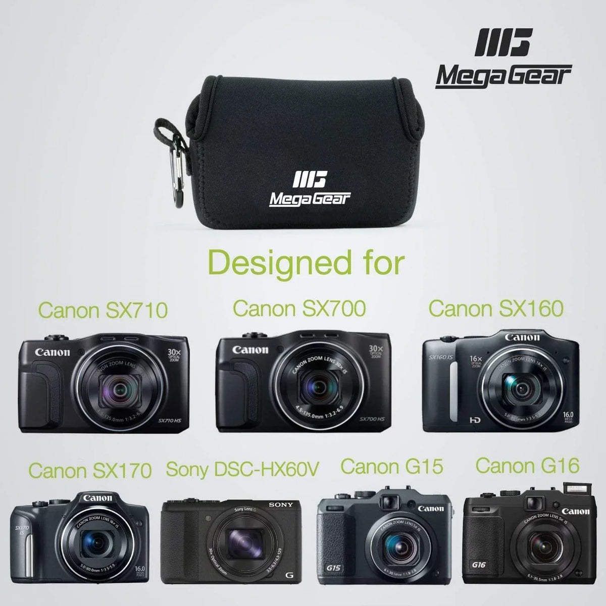 Camera HS, Case PowerShot HS, IS G15, SX170 Canon SX700 Neoprene Canon SX160 Sony DSC-HX50V, DSC-HX60V, HS, SX710 MegaGear G16, IS, SX720