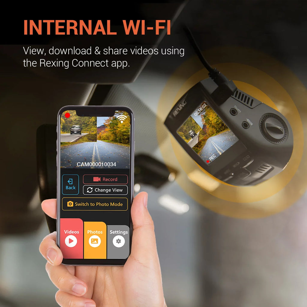 V1P with Cam Rear Front Rexing Dash 4K Wi-Fi UHD and