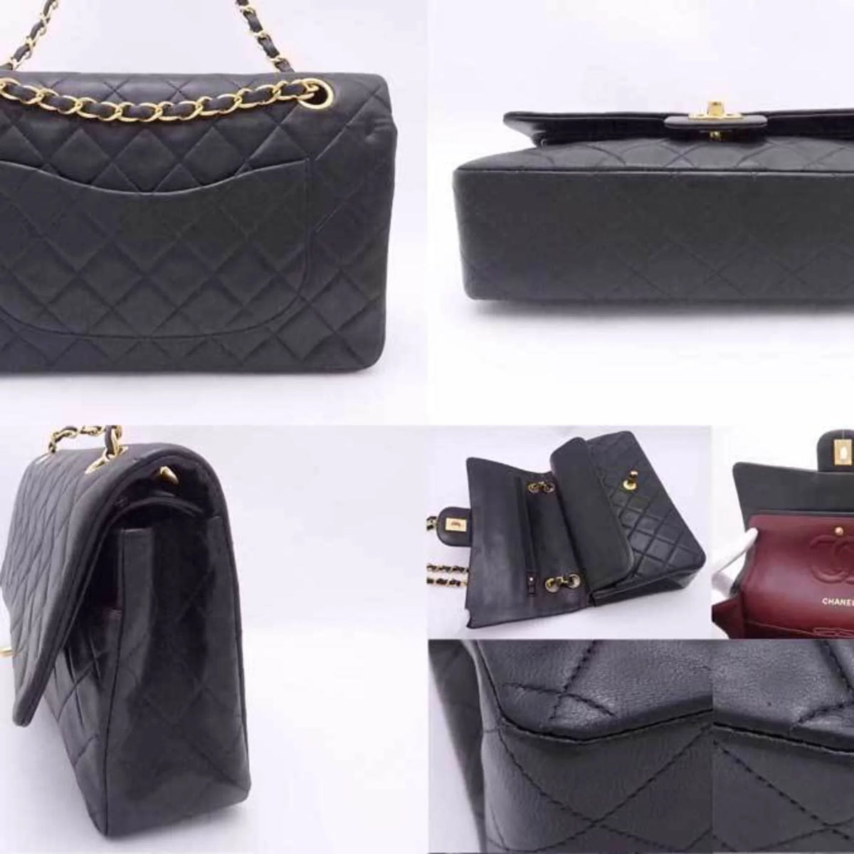 ladies gold (Good) CHANEL flap black leather double Pre-Owned shoulder Chanel bag matelasse