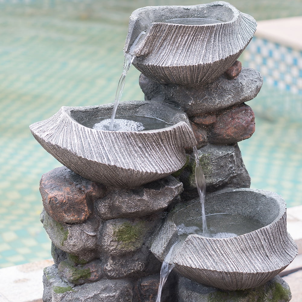 Water Fountain - Experience LED 1 Stone water of with the - cascading - Lights tranquility 35.2
