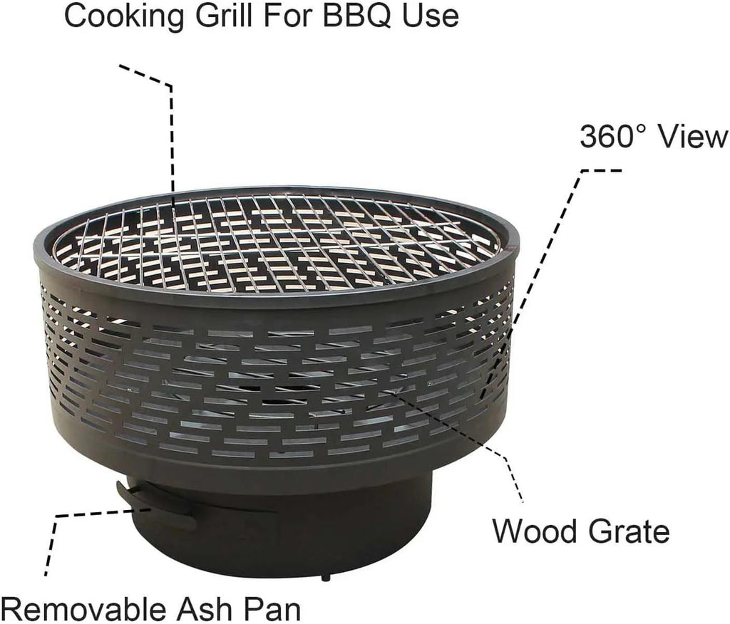 Lightweight Fire for Wood Yard Portable Outside 26" Camping Burning Fireplace Pit, Pits, Table UPYOOE Fire Firepit, Wood Outdoor Backyard with Portable Outdoor Wood Garden Bonfire Cover, Fire Pit