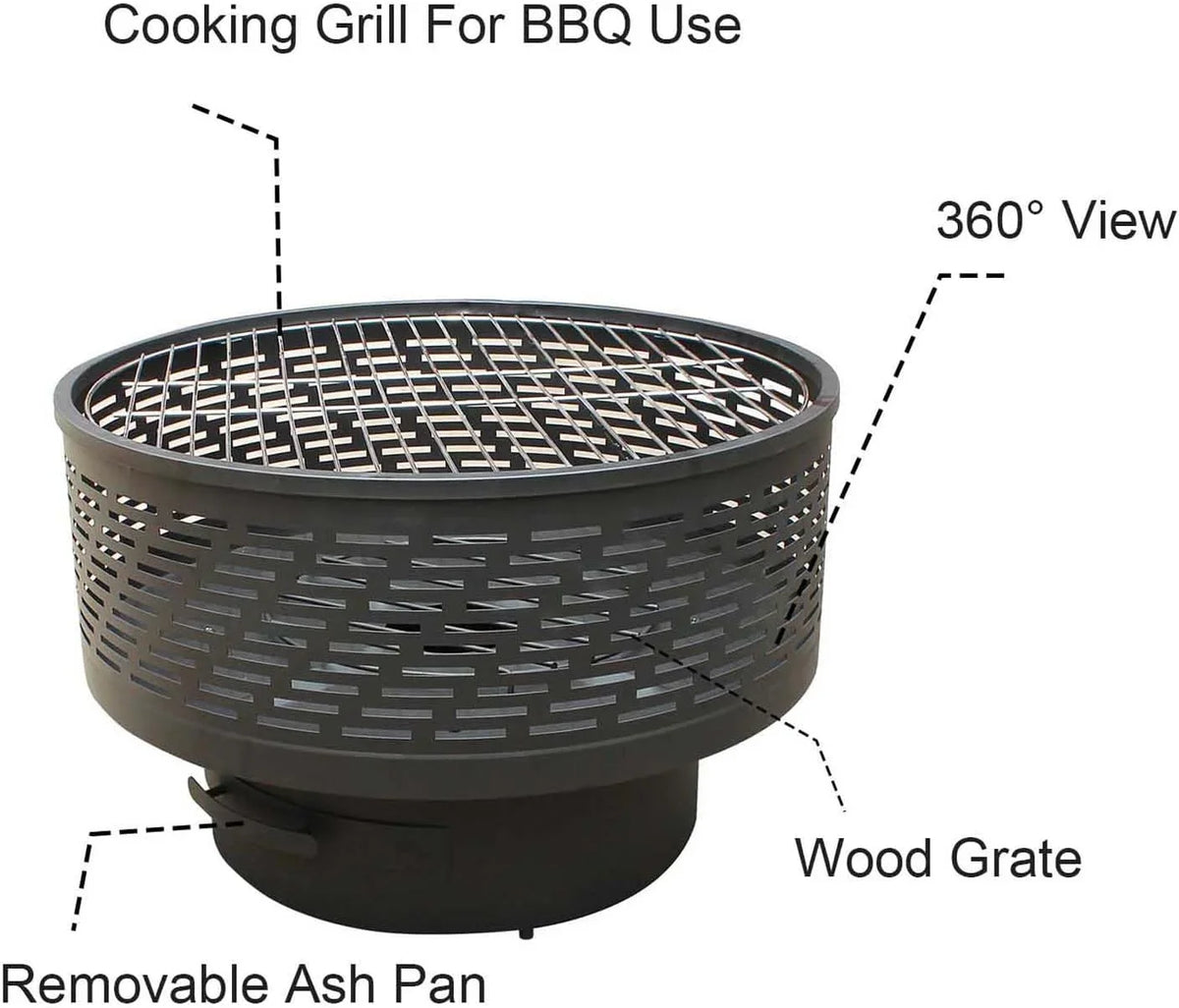 Lightweight Fire for Wood Yard Portable Outside 26" Camping Burning Fireplace Pit, Pits, Table UPYOOE Fire Firepit, Wood Outdoor Backyard with Portable Outdoor Wood Garden Bonfire Cover, Fire Pit