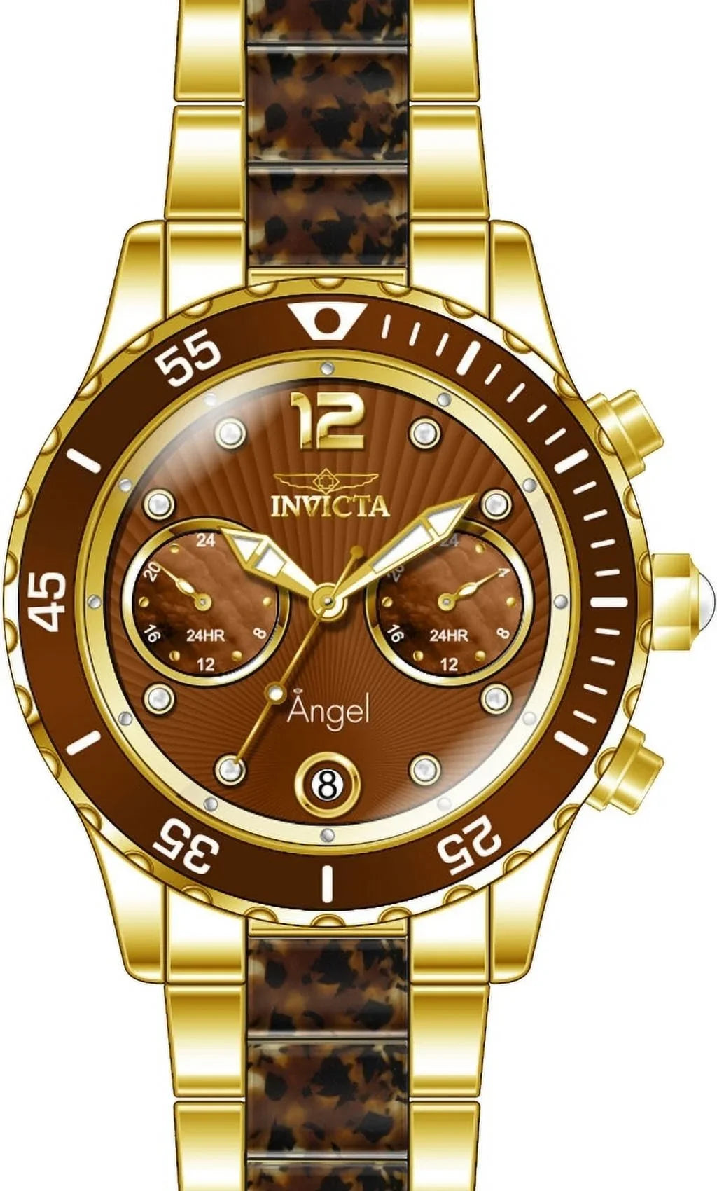 Brown 24706 Angel Case Analog & Invicta Watch Steel Women's Bracelet Quartz