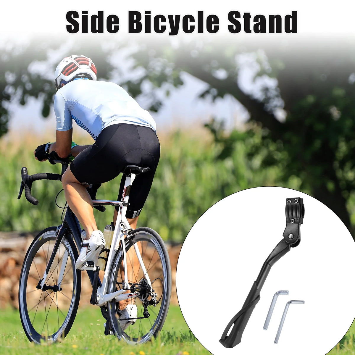 1 Adjustable Side Fit Stand Bicycles Set Mountain Stand Bike Bicycle Unique Kickstand Non-Slip Inch 24-29 Bargains for