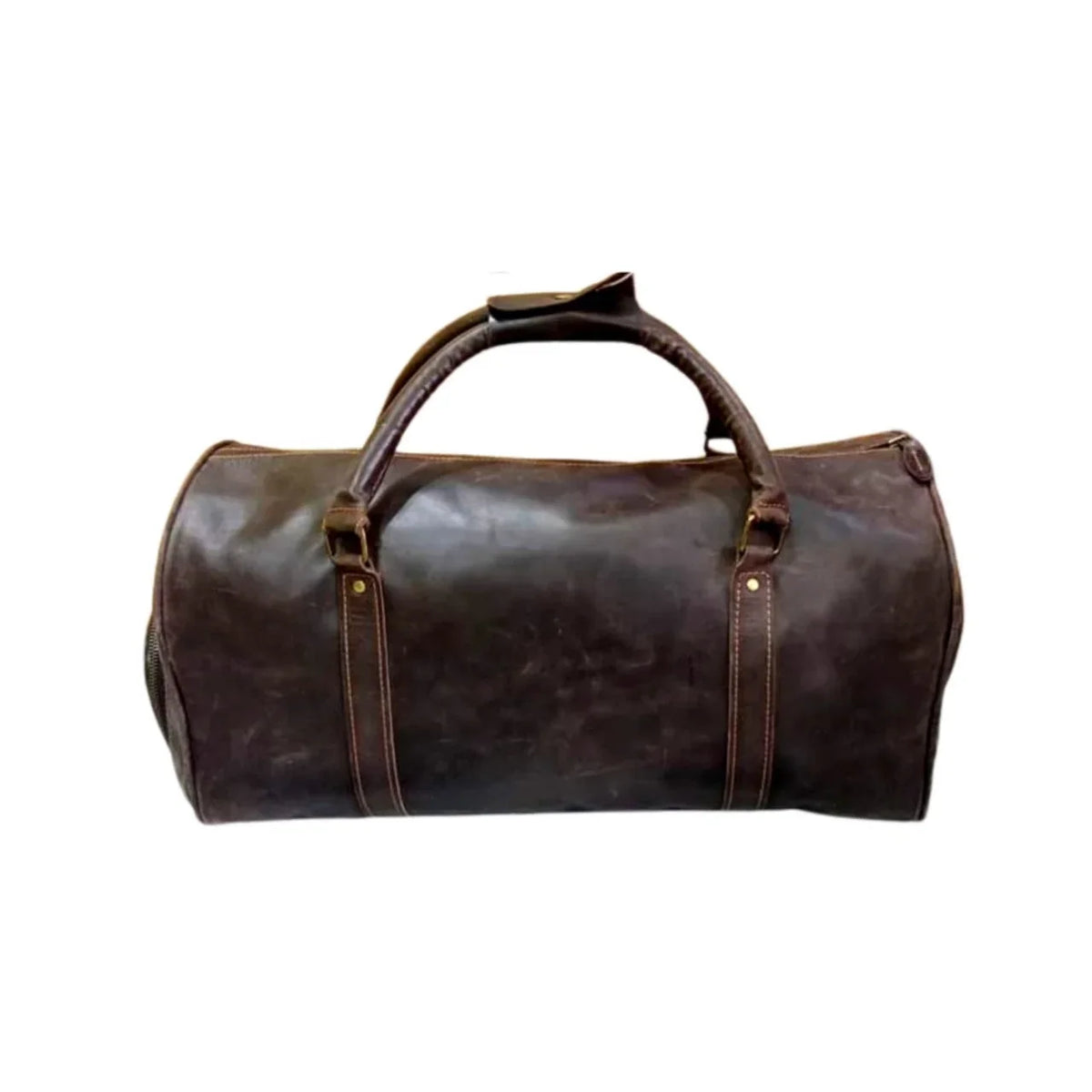 Duffle Bag Leather & AMERICANSTYLE Bag Leather Gym Travel Brown Luggage Cow Dark