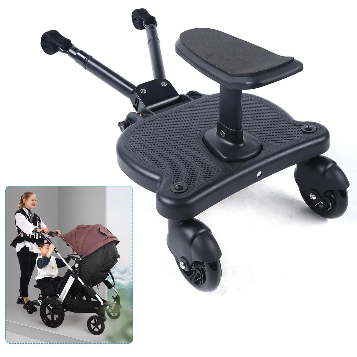 Seat Ride PP In Board Anti-Slip Pedal Pushchair Board 1 2 Pedal Board with Stroller Auxiliary Universal Connector Wheeled Stroller 25kg Adapter Seat Buggy Buggy Eco-friendly Board