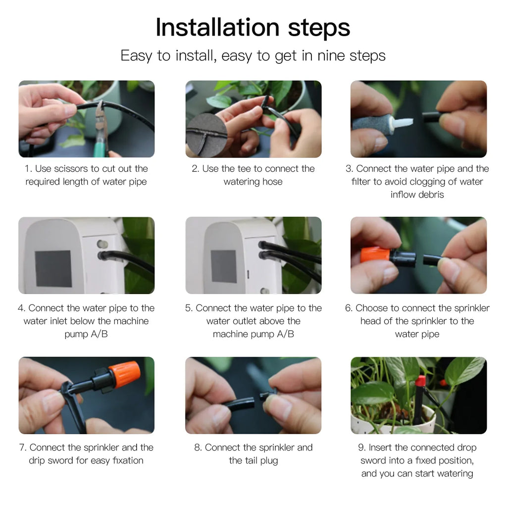 Built-in Charging Smart Time Manual Panel/ Solar System Arealer Compatible Watering Programmable Home USB Control with WiFi/ System Watering Battery Device Watering Voice/ Automatic for Dual Pump
