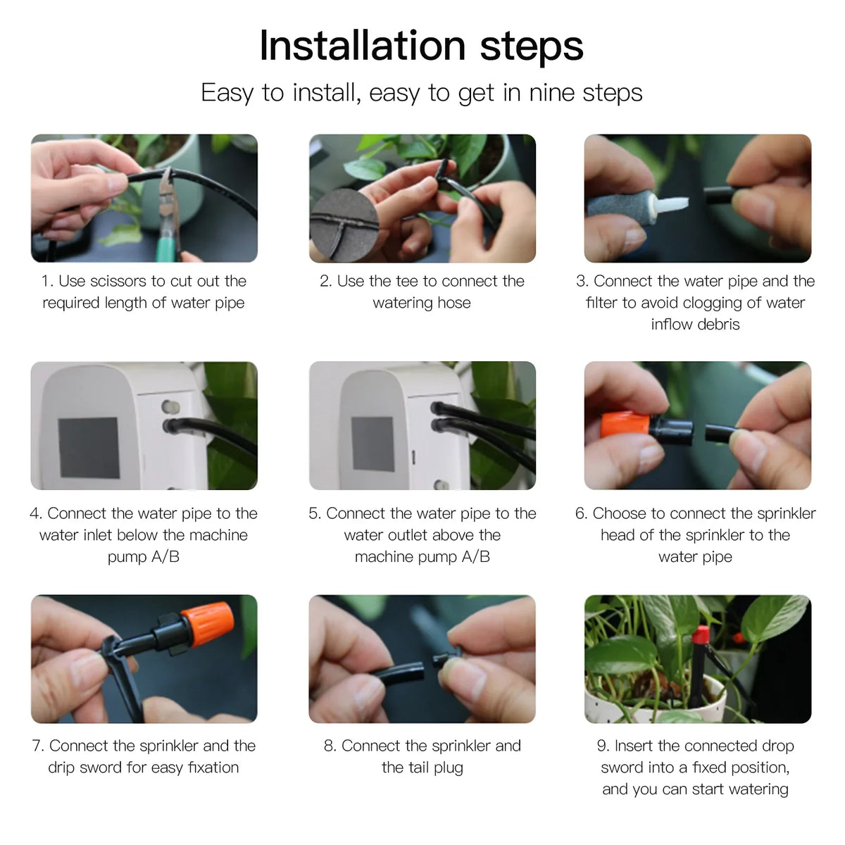 Built-in Charging Smart Time Manual Panel/ Solar System Arealer Compatible Watering Programmable Home USB Control with WiFi/ System Watering Battery Device Watering Voice/ Automatic for Dual Pump