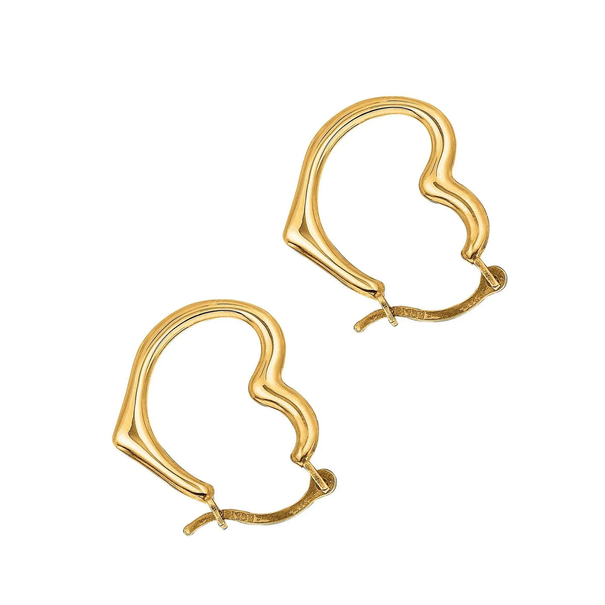 Earrings Real Hoop Yellow 10K Gold Heart