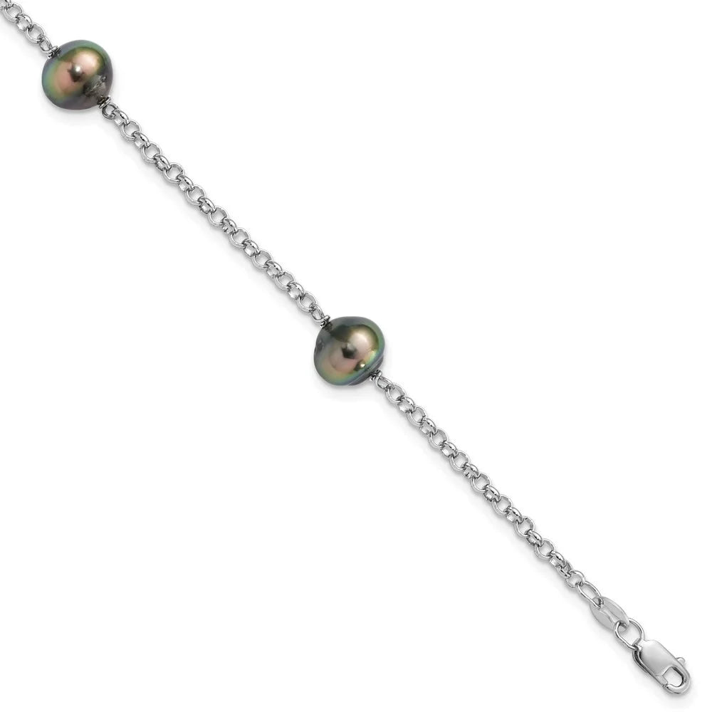 Tahit for Auriga 7.5inch Sterling Bracelet 925 9mm 3Stat Saltwater Silver Women Pearl