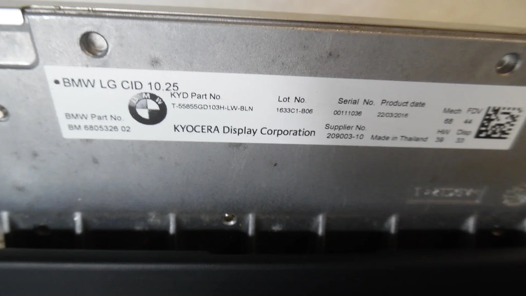 Dash LG Mounted 10.25 750 OEM BMW Information Screen 2017 Pre-Owned Display 2016 CID (Good)