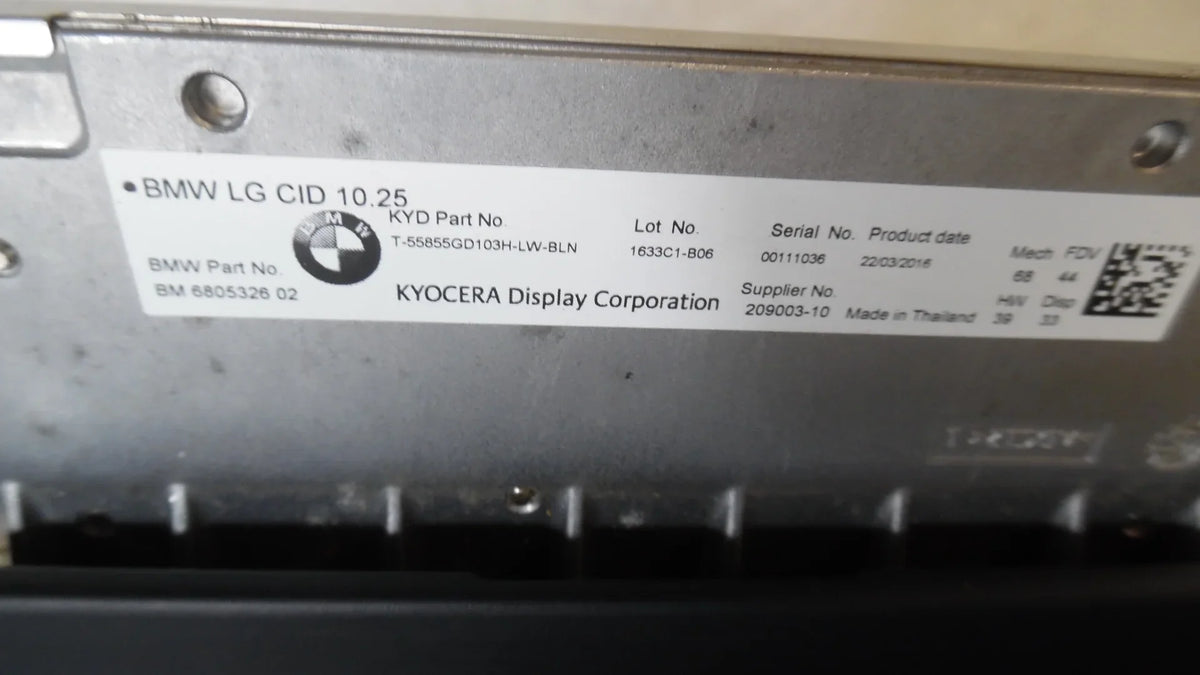 Dash LG Mounted 10.25 750 OEM BMW Information Screen 2017 Pre-Owned Display 2016 CID (Good)