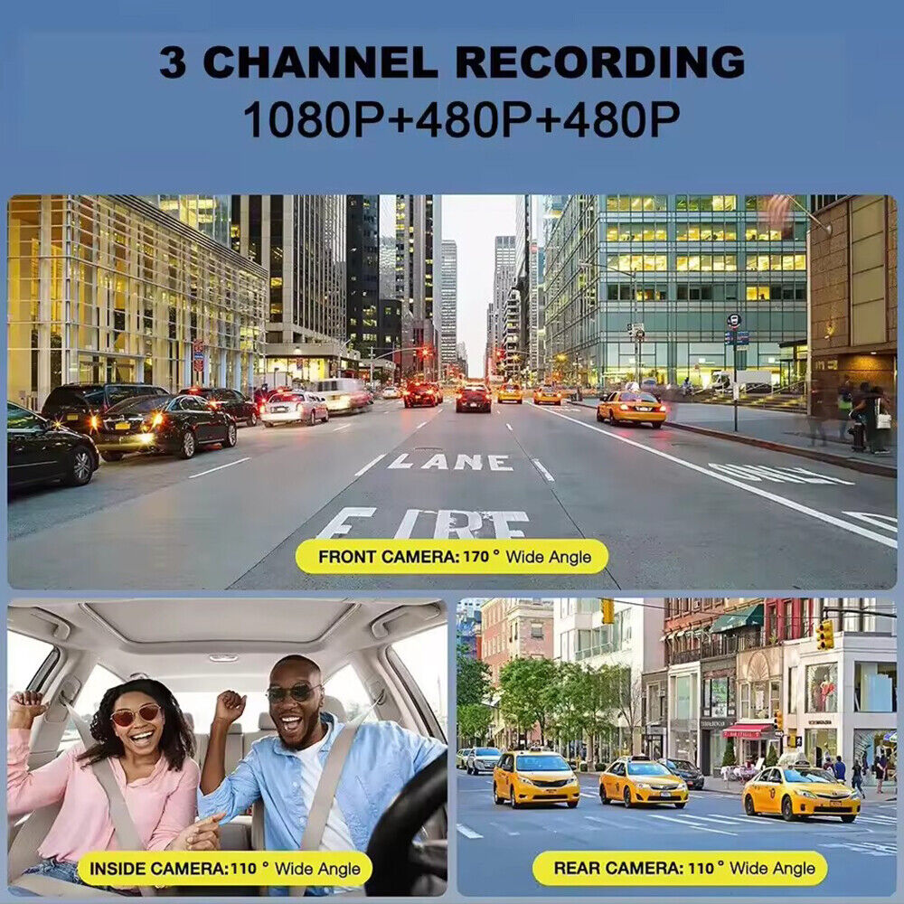 G-sensor Cam Lens 1080P Front/Rear/Inside Dash HD Car Dual Camera Video Recorder Paddsun