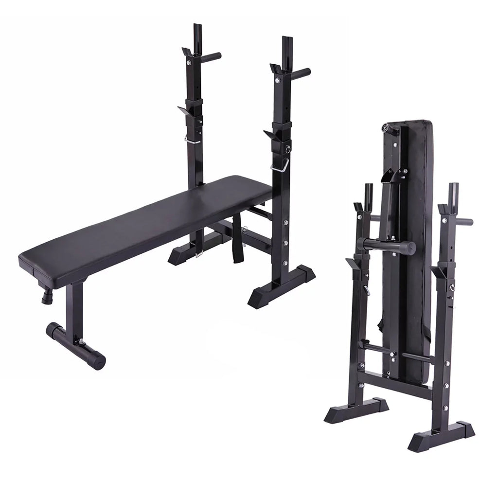 , Red Andoer Squat and Workout Rack Included Adjustable Station, Multifunctional Folding