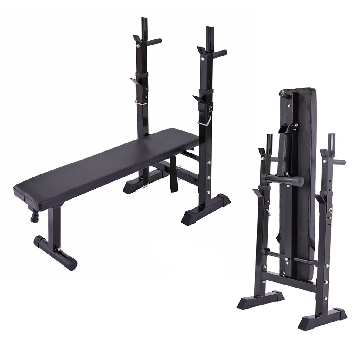, Red Andoer Squat and Workout Rack Included Adjustable Station, Multifunctional Folding