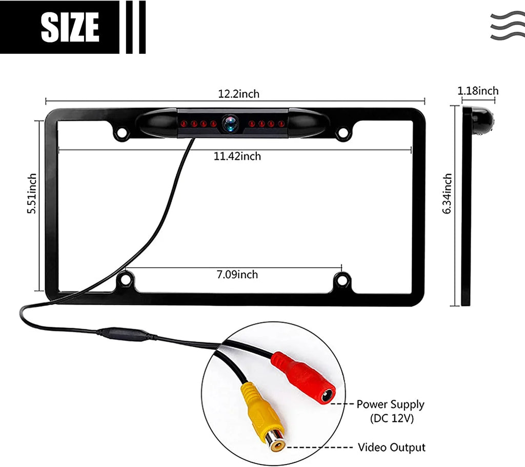 s Camera, 170° View Viewing Vision Angle, Plate Night with Waterproof Rear 8 Backup Camera Rear License Backup