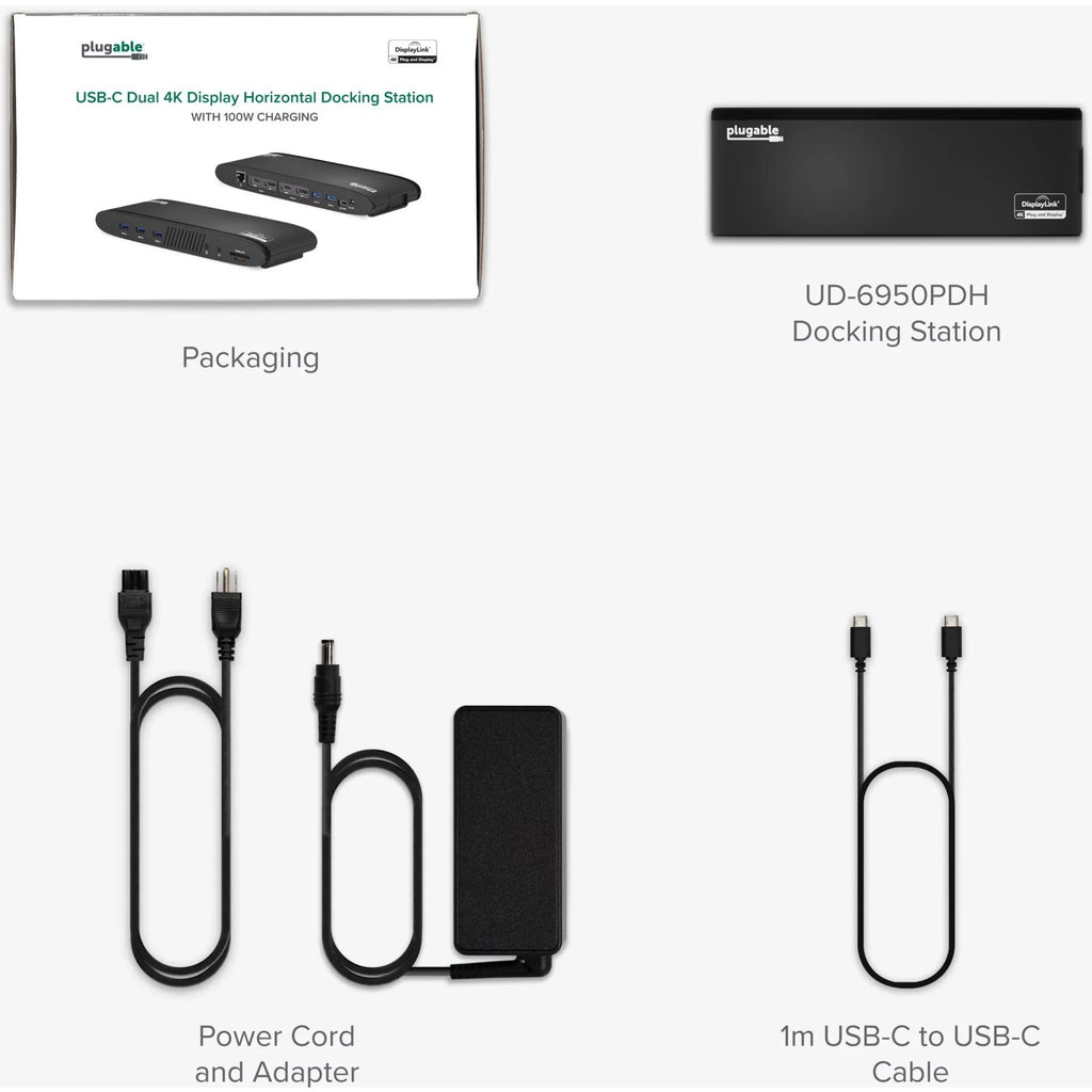 USB, 4, or Plugable Monitor, HDMI Ethernet, 2x 13-in-1 3 Displays 100W / C DisplayPort, Windows, (5x 4K with Compatible 2x Dual Station Reader USB-C Docking Charging, Mac, USB Card Thunderbolt SD Dual